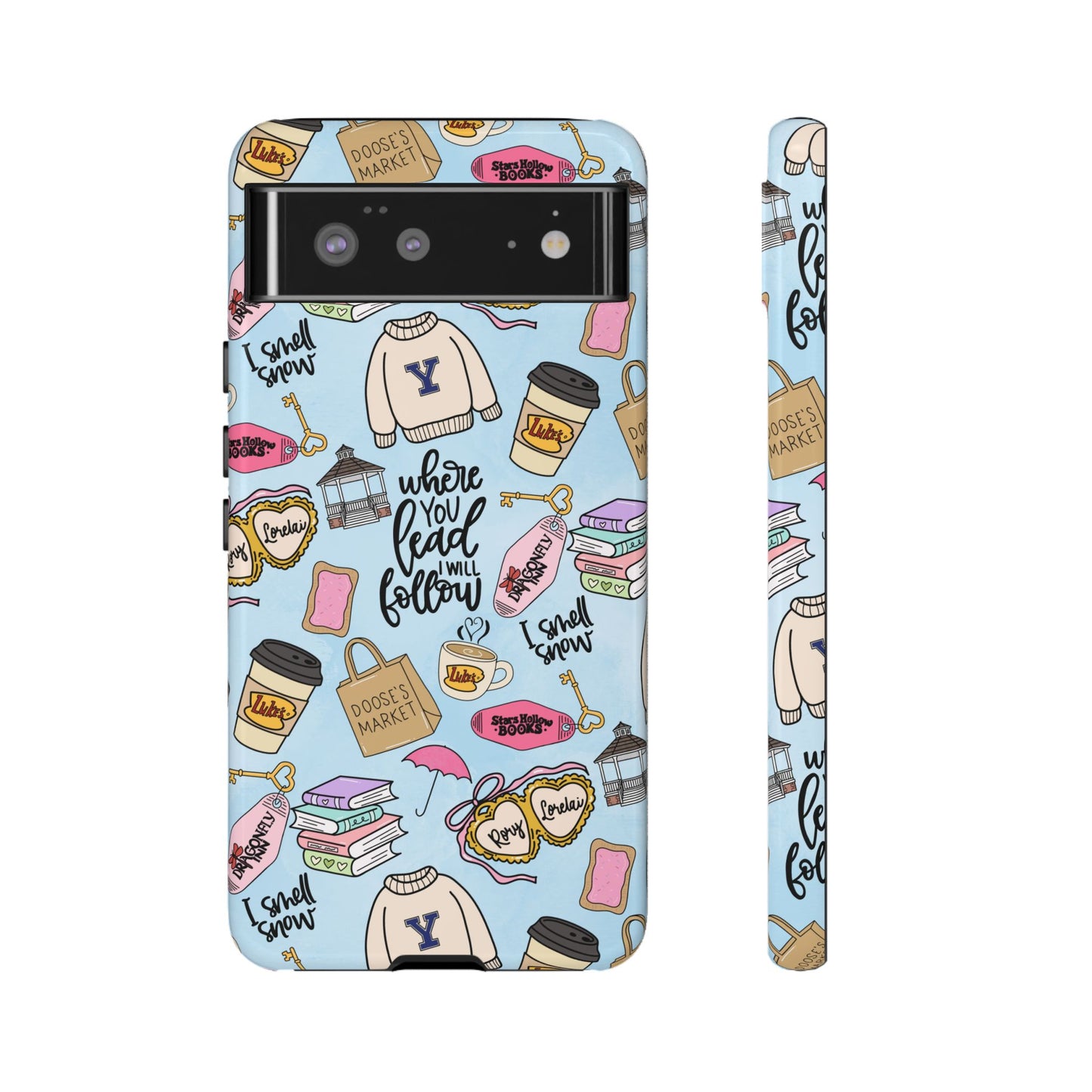 Where You Lead Pattern phone case | Cozy books coffee Stars Hollow Inspired