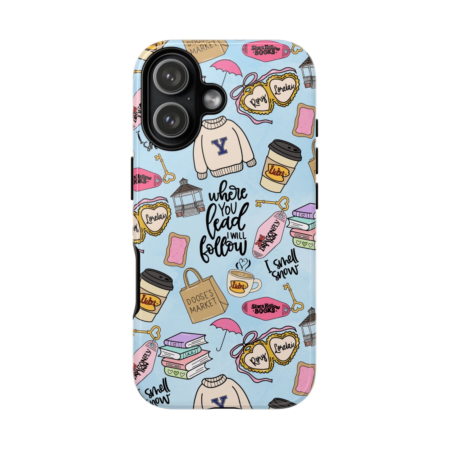 Where You Lead Pattern phone case | Cozy books coffee Stars Hollow Inspired
