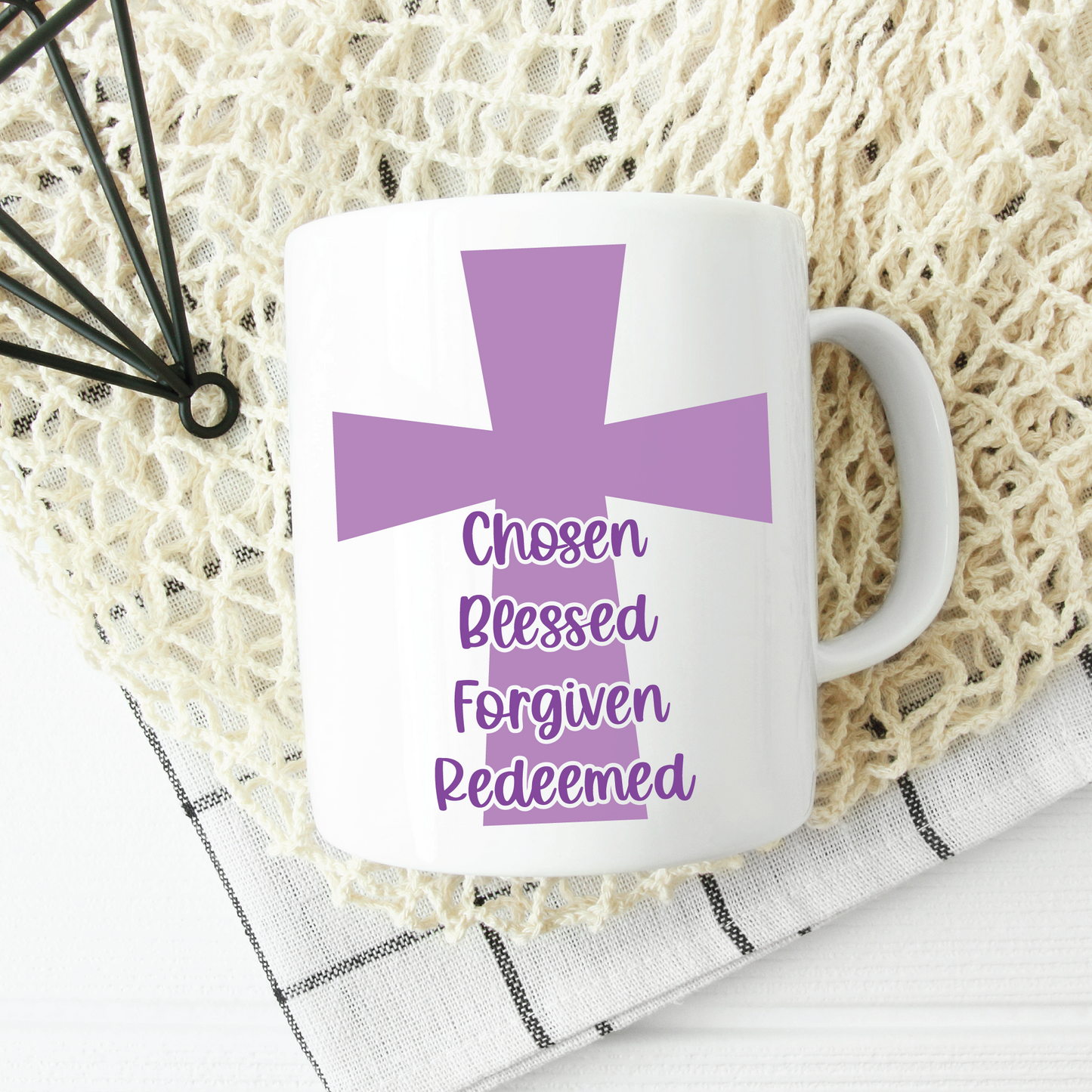 Cross Chosen Blessed Forgiven Redeemed SVG