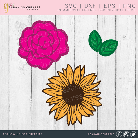 Layered Flowers SVG