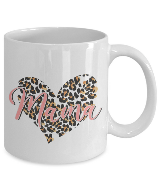 Mama Leopard Heart Mug