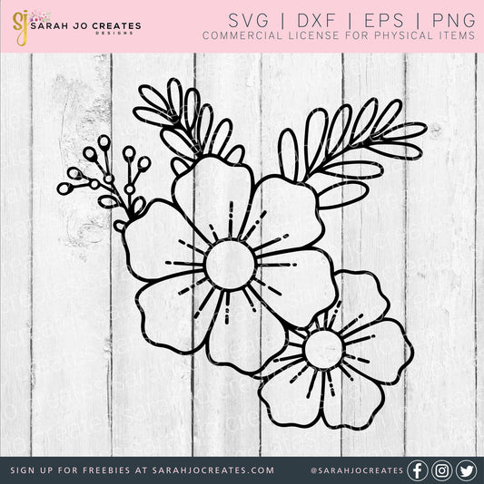 Flower Line Drawing SVG