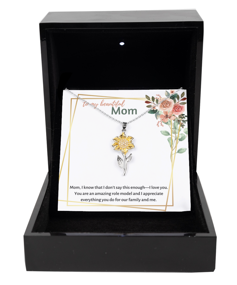 Beautiful Mom Sunflower Necklace