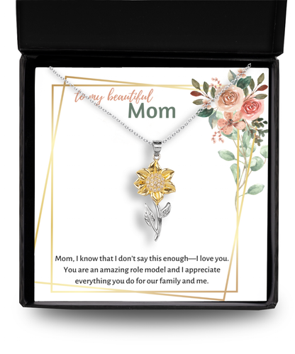 Beautiful Mom Sunflower Necklace