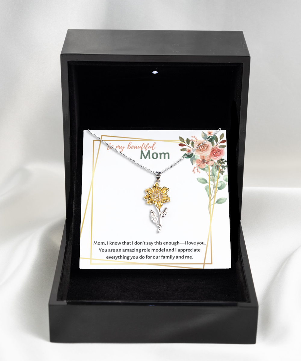 Beautiful Mom Sunflower Necklace